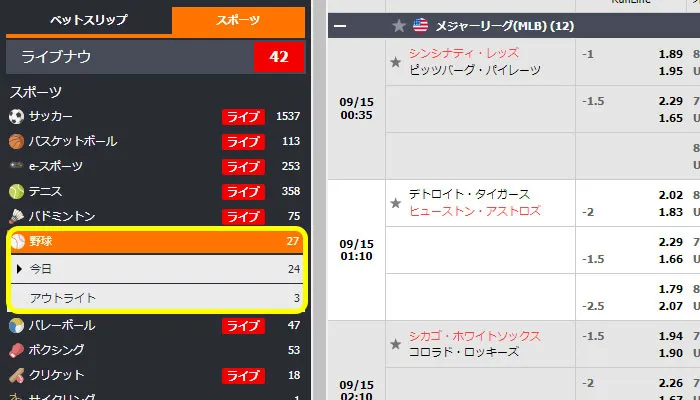 エルドアカジノスポーツベットの賭け方1