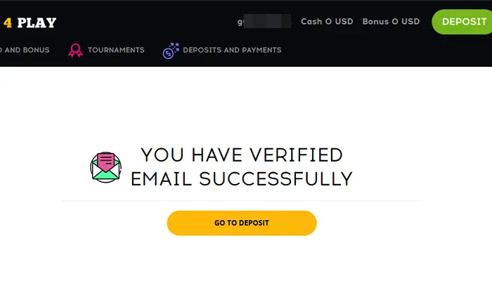 グッドデイフォープレイ入金不要ボーナスメール認証完了