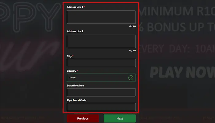 ジャックポットキャッシュ住所登録