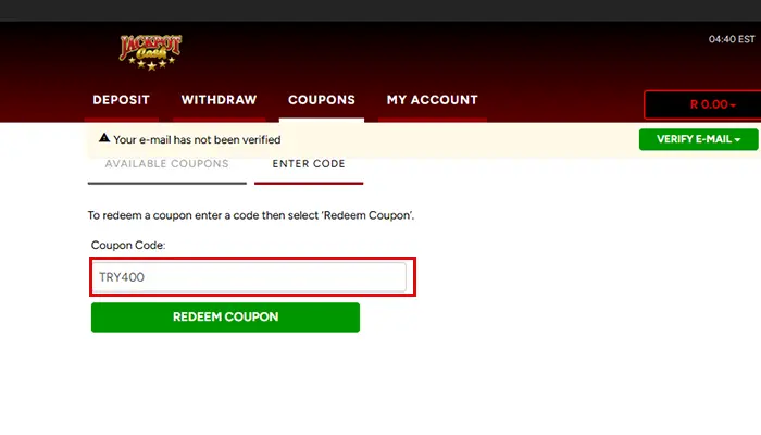 ジャックポットキャッシュボーナスコード