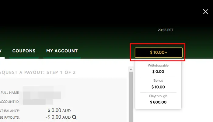 オズウィンカジノ入金不要ボーナス$10