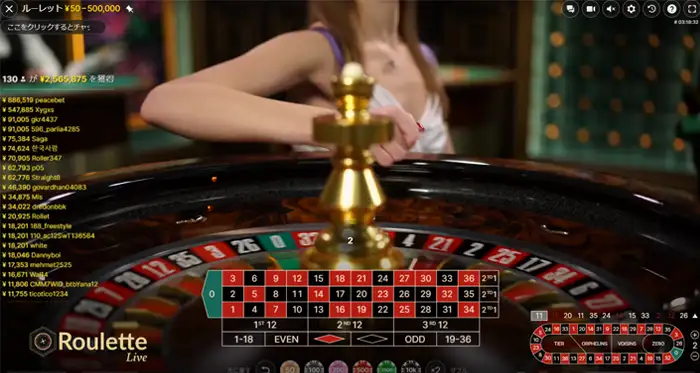 ディーラーがボールを放つ(ボールシュート)