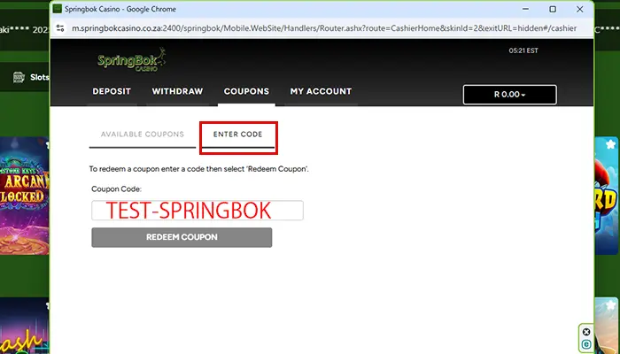 スプリングボク入金不要ボーナスコード